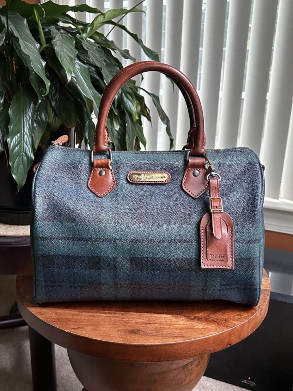 POLO RALPH LAUREN Boston Bag, Dark Tartan, Brown